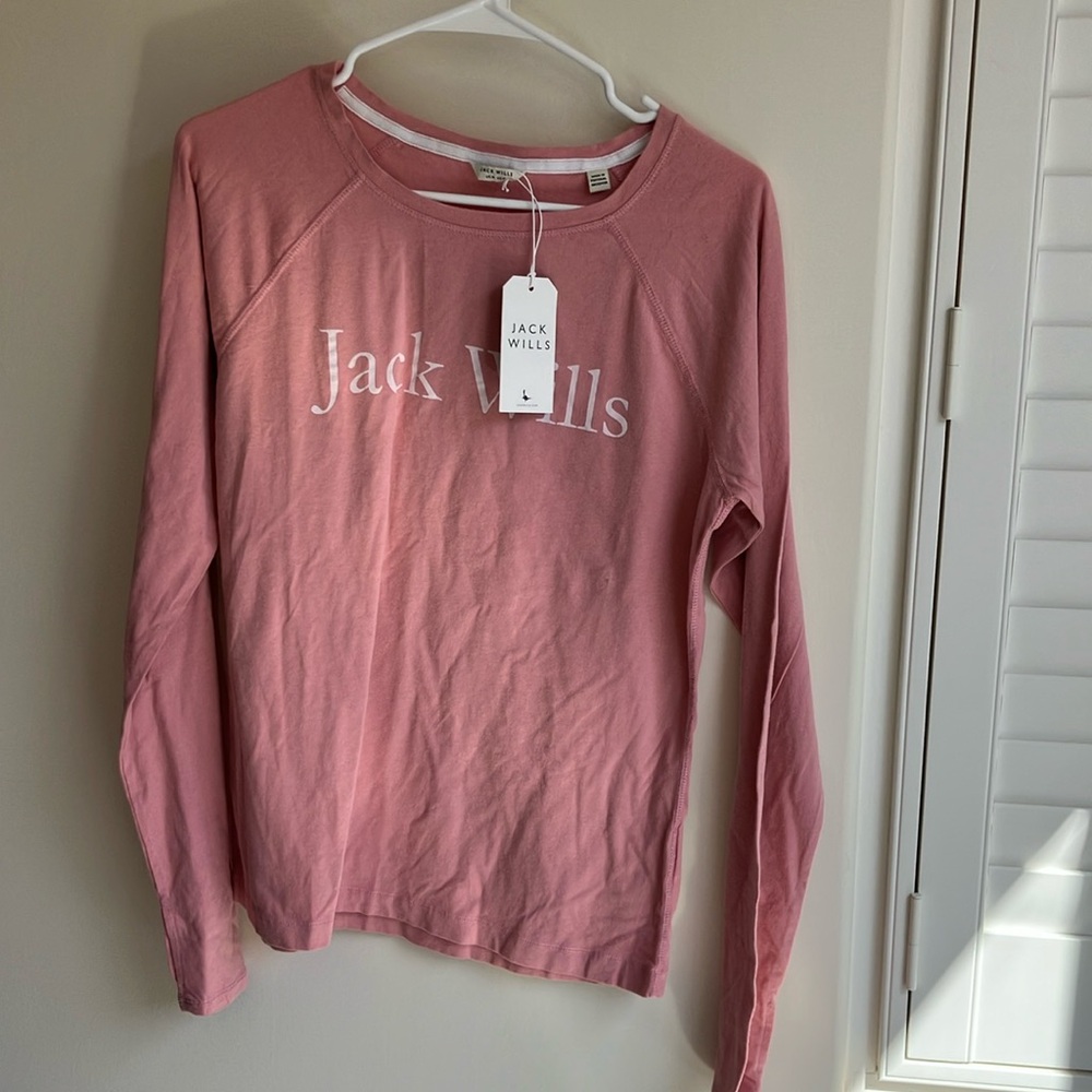 JACK WILLS  Women’s Pink Long Sleeve Cotton T-Shirt Size 10UK NWT